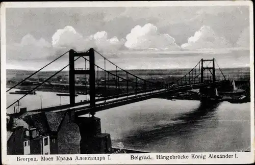 Ak Beograd Belgrad Serbien, Hängebrücke König Alexander I.