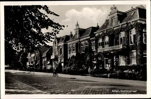 Ak Assen Drenthe Niederlande, Stationstraat