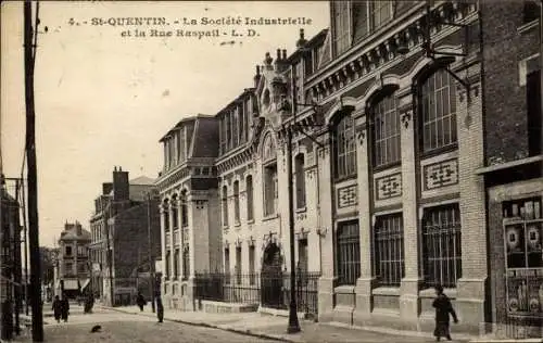 Ak Saint Quentin Aisne, La Societe Industrielle, La Rue Raspail