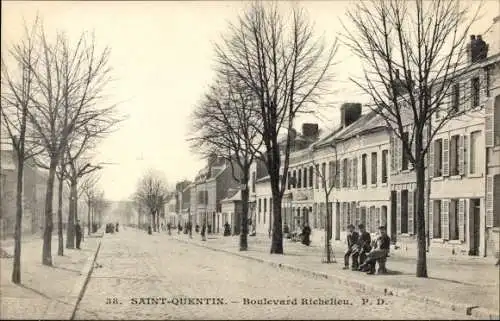 Ak Saint Quentin Aisne, Boulevard Richelieu