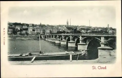 Ak Saint Cloud Hauts de Seine, Blick auf den Ort, Brücke