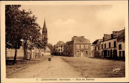 Ak Questembert Morbihan, Place du Marchix