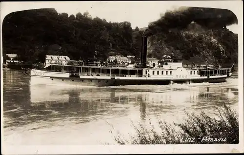 Foto Ak Donaudampfer Hebe, Linie Linz-Passau