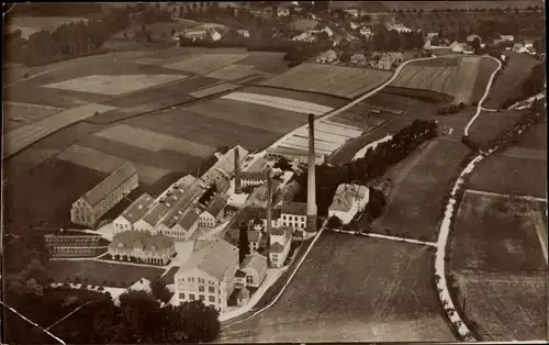 Ak Großschweidnitz in Sachsen, Duncan's Leinen Industrie, Fliegeraufnahme