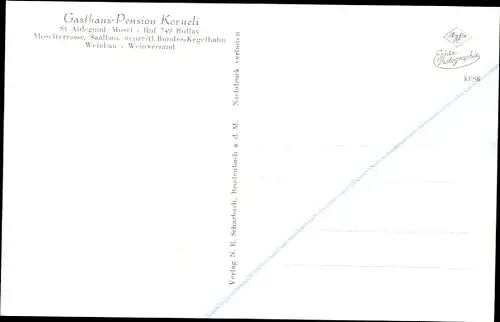 Ak Sankt Aldegund an der Mosel, Gasthaus Korneli, Moselpartie