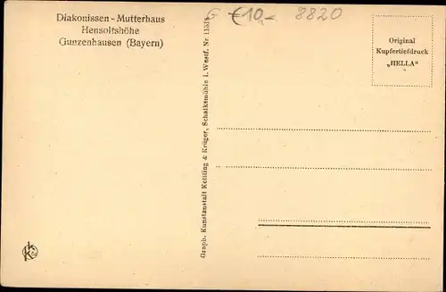 Ak Gunzenhausen im Fränkischen Seenland, Diakonissen Mutterhaus Hensoltshöhe, Sarepta Schwesternsaal