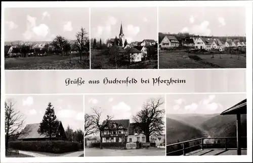Ak Huchenfeld Pforzheim im Schwarzwald Baden Württemberg, Siedlung, Berge, Kirche