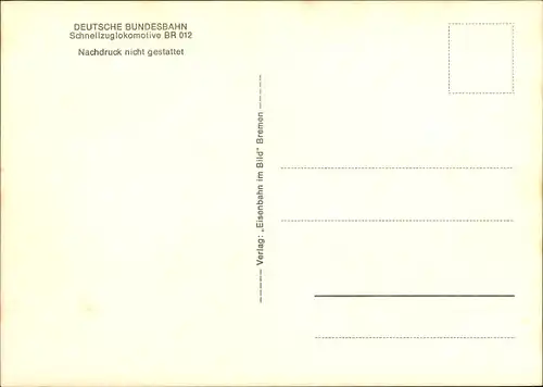 Ak Deutsche Eisenbahn, Bundesbahn, Schnellzuglokomotive BR 012, 012 059 2