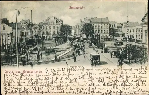 Ak Geestemünde Bremerhaven, Geestebrücke, Tram