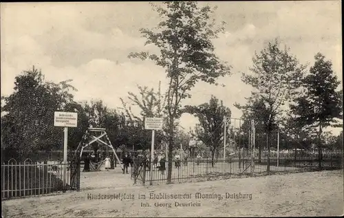 Ak Duisburg im Ruhrgebiet, Kinderspielplatz im Etablissement Monning