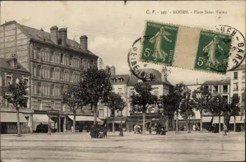Ak Rouen Seine Maritime, Place Saint Vivien