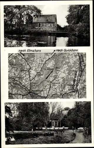 Landkarten Ak Pinneberg in Holstein, Pension Wulfsmühle