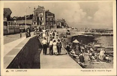 Ak Langrune Calvados, Promenade de la nouvelle Digue