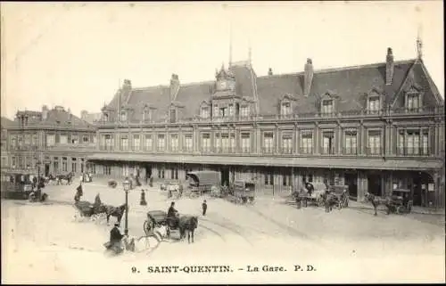 Ak Saint Quentin Aisne, La Gare