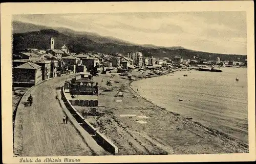 Ak Albissola Marina Liguria Italien, Teilansicht, Strand, Straße