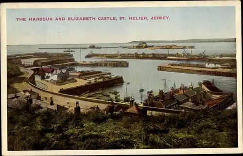 Ak Saint Helier Kanalinsel Jersey, The Harbour, Elizabeth Castle