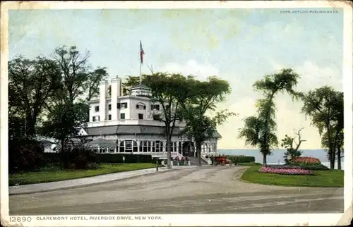 Ak New York City USA, Riverside Drive, Claremont Hotel