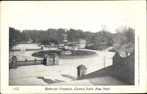 Ak New York City USA, Central Park, Bethesda Fountain