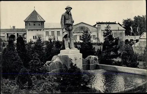 Ak Freiberg in Sachsen, Bergwerksschule, Erzgebirgsausstellung 1912, Bergmann Denkmal