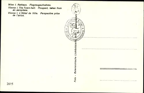 Ak Wien 1. Innere Stadt Österreich, Rathaus, Fliegeraufnahme