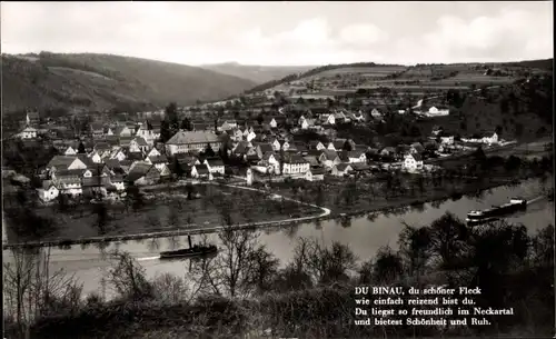 Ak Binau am Neckar, Neckartal, Neckarpartie, Gedicht