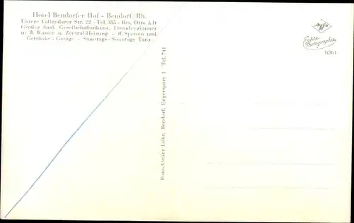 Ak Bendorf am Rhein, Hotel Bendorf