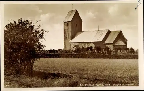 Ak Wyk auf Föhr Nordfriesland, Kirche St. Nicolai