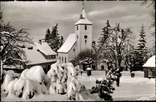 Ak Dobel im Schwarzwald, Kirche, Winter