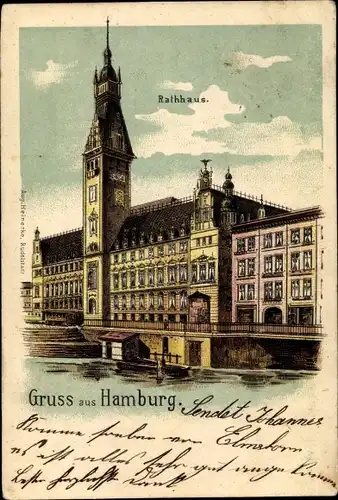 Litho Hamburg Mitte Altstadt, Ansicht vom Rathaus