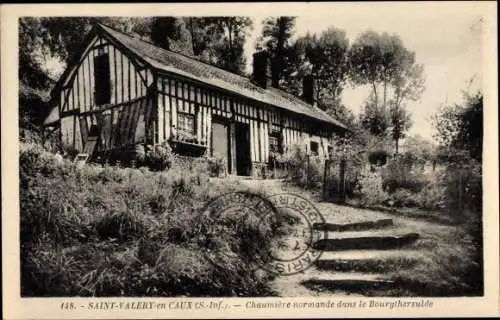 Ak Saint Valery en Caux Seine Maritime, Chaumiere normande dans le Bourgtheroulde