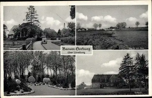 Ak Horburg Barum Landkreis Lüneburg Niedersachsen, See, Schule, Ehrenmal, Ortspartie