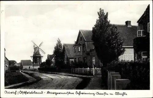 Ak Aurich in Ostfriesland, Bürgermeister Straße, Windmühle