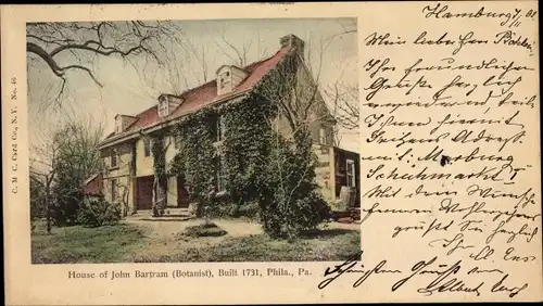 Ak Philadelphia Pennsylvania USA, House of Johan Bartram, Botanist