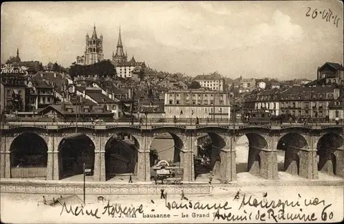 Ak Lausanne Kanton Waadt, Le Grand Pont