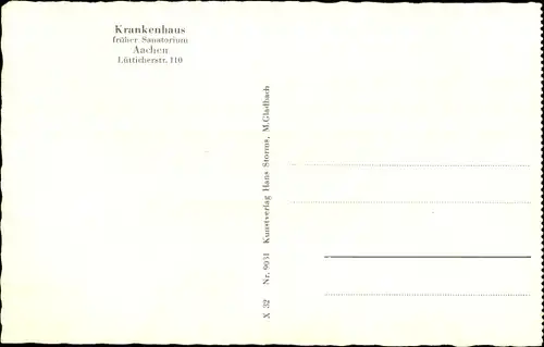 Ak Aachen in Nordrhein Westfalen, Krankenhaus, Innenansicht, Lütticherstraße 110