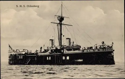 Ak Deutsches Kriegsschiff, SMS Oldenburg, Panzerkorvette, Kaiserliche Marine