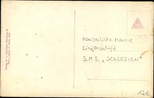 Ak Deutsches Kriegsschiff SMS Schlesien, Linienschiff, Kaiserliche Marine