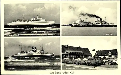 Ak Großenbrode in Ostholstein, Restaurant, Am Kai, Dampfer Deutschland Danmark