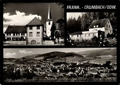Ak Fränkisch Crumbach im Odenwald, Gasthaus, Gesamtansicht, Kirchturm
