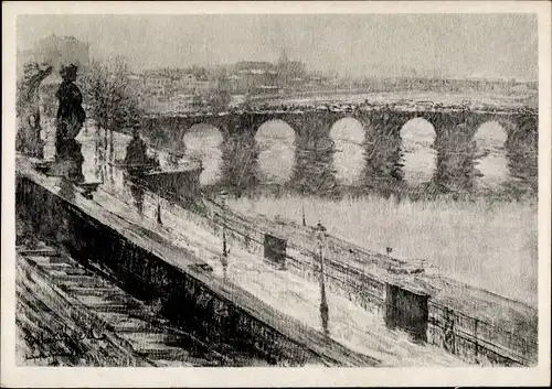 Künstler Ak Kuehl, Gotthardt, Dresden Altstadt, Die abgebrochene Augustusbrücke