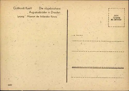 Künstler Ak Kuehl, Gotthardt, Dresden Altstadt, Die abgebrochene Augustusbrücke