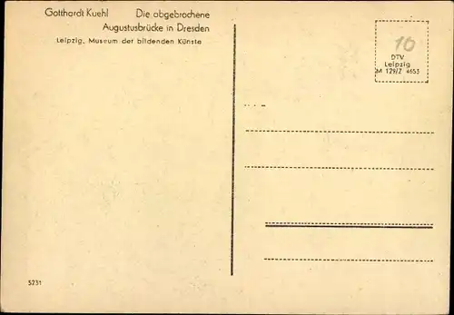 Künstler Ak Kuehl, Gotthardt, Dresden Altstadt, Die abgebrochene Augustusbrücke