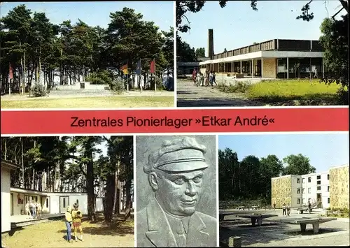 Ak Ostseebad Göhren auf Rügen, Zentrales Pionierlager Etkar André, Appelplatz, Bungalows