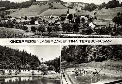 Ak Lippersdorf Erdmannsdorf Thüringen, Kinderferienlager Valentina Tereschkowa, Schwimmbecken, Ort