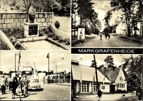Ak Markgrafenheide Rostock, Thälmanngedenkstätte, Pionierlager Alexej Maressjew, Fähre n. Warnemünde