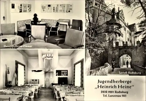 Ak Rochsburg Lunzenau in Sachsen, Jugendherberge Heinrich Heine, Schloss