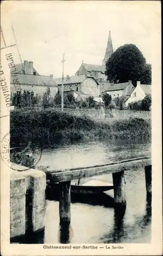 Ak Chateauneuf sur Sarthe Maine-et-Loire, La Sarthe