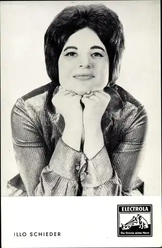 Ak Sängerin Illo Schieder, Portrait, Ich bin rund und gesund, Electrola Schallplatten