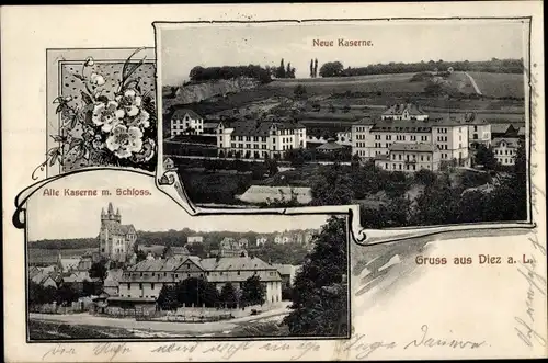 Ak Diez an der Lahn, Neue Kaserne, Alte Kaserne, Schloss