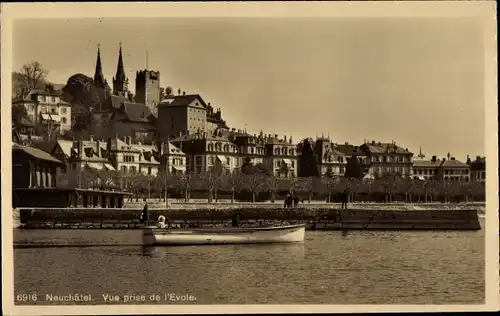 Ak Neuchâtel Neuenburg Stadt, Vue prise de l'Evole